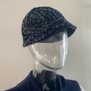 Vintage Sequined Cloche Style Wool & Felt Hat